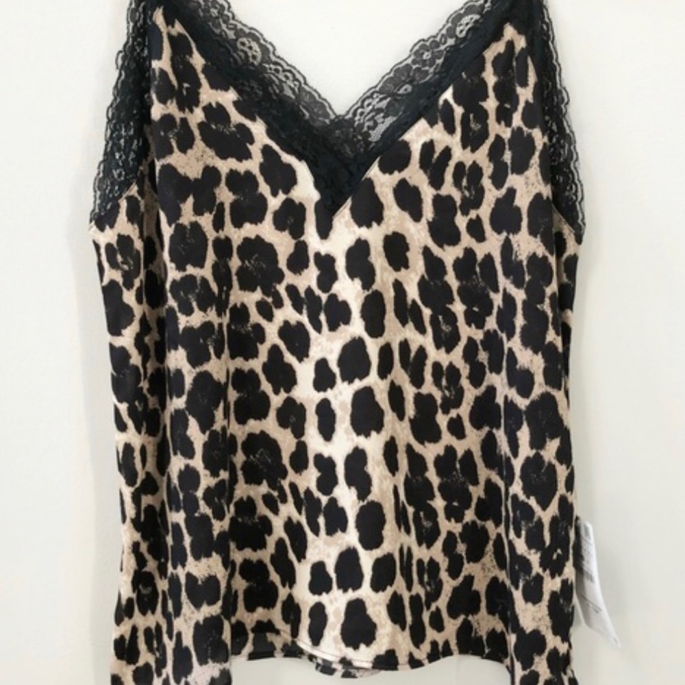 Zara cheetah slip lace tank top 6/$16